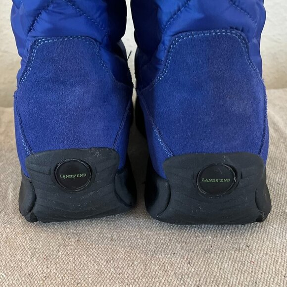 Lands' End Woman's Blue Quilted Suede Weather-Field Outdoor Winter Boots Sz 10 - Picture 4 of 11